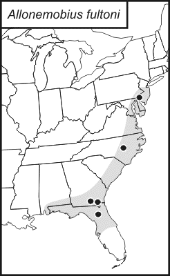 distribution map for Allonemobius fultoni