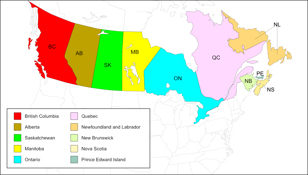 map of Canadian provinces